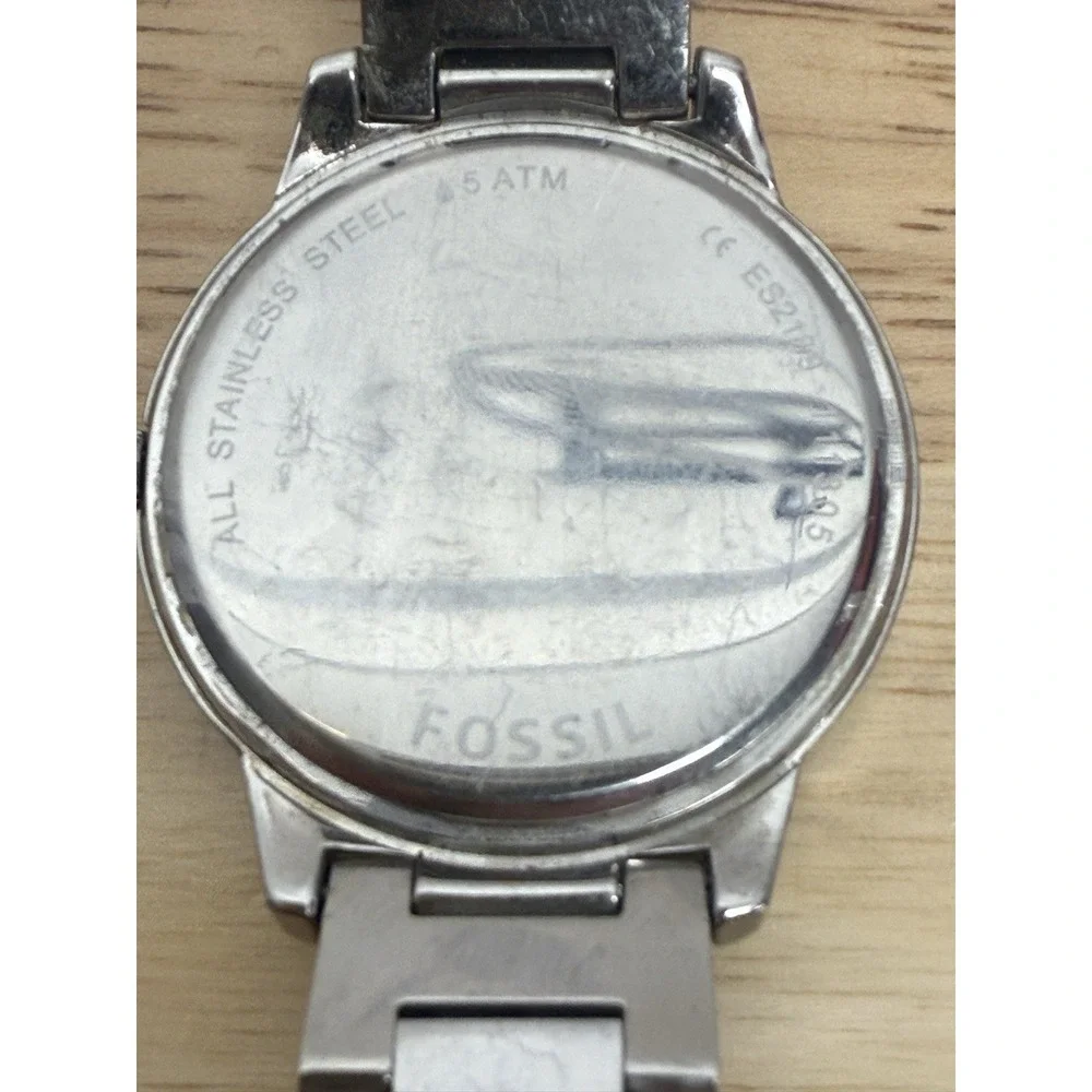 Fossil ES-2189 Women's Watch 34mm Crystal Silver‎ Tone Pink Dial